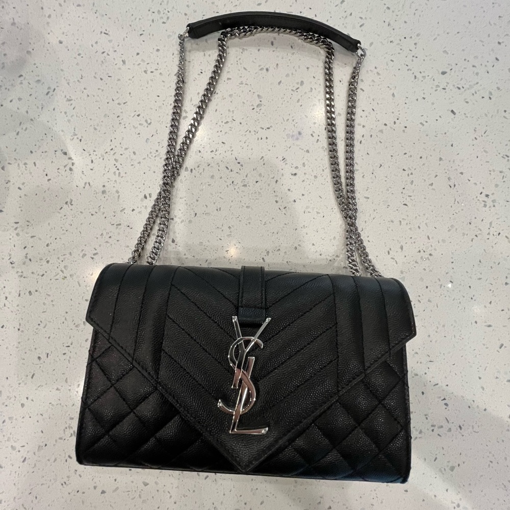 YSL SAINT LAURENT Envelop Small Bag in Mix Matelasse Grain De Poudre Leather